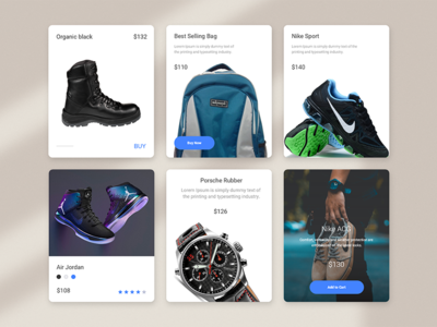 电子商务卡片布局 UI 套件 - 草图(Ecommerce Cards Layout UI Kit - Sketch)