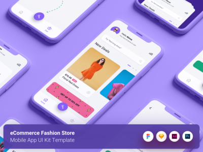 电子商务时尚商店移动应用程序 UI 工具包模板(eCommerce Fashion Store Mobile App UI Kit Template)