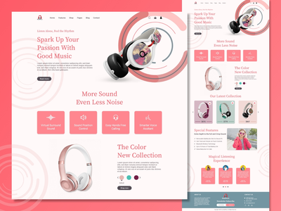 电子商务耳机店登陆页面模板设计理念(eCommerce Headphone Shop Landing Page Template Design Concept)