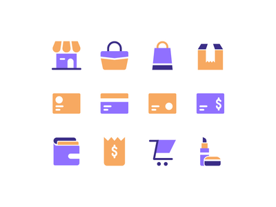 电子商务在线商店图标集(Ecommerce online shop icon set)