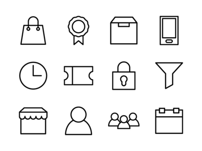 电子商务图标集大纲 02(Ecommerce Icon Set Outline 02)