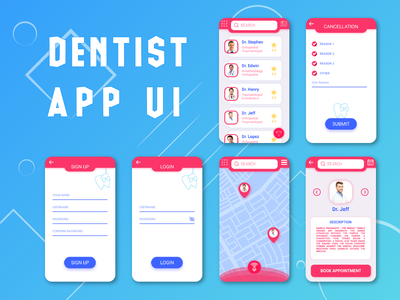 一个简单的多功能牙医应用程序 UI(A simple multi feature Dentist App UI)