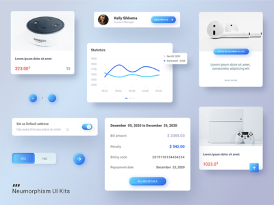 电子商务相关的新拟态 UI 套件设计（草图文件）(eCommerce Related Neumorphism UI Kit Design (Sketch file))