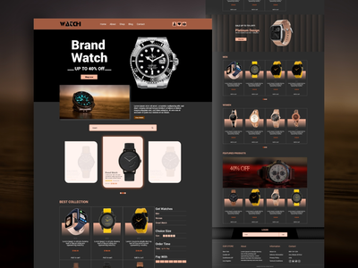 电子商务手表店登陆页面模板设计(eCommerce Watch Shop Landing Page Template Design)