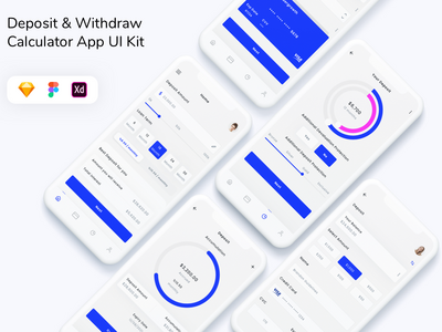 存款和取款计算器应用程序 UI 套件(Deposit & Withdraw Calculator App UI Kit)