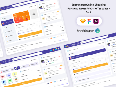 电子商务在线购物支付屏幕网站模板包(Ecommerce Online Shopping Payment Screens Website Template Pack)