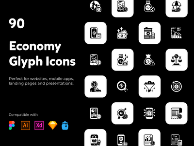 90 个经济实体图标(90 Economy Solid Icons)