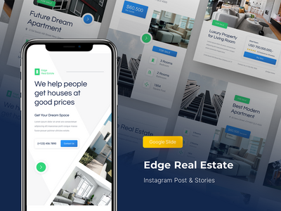 Edge - 房地产 Instagram 帖子和故事 Google 幻灯片(Edge - Real Estate Instagram Post & Stories Google Slide)