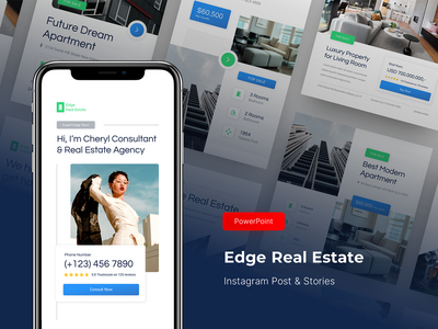 Edge - 房地产 Instagram 帖子和故事 PowerPoint(Edge - Real Estate Instagram Post & Stories PowerPoint)