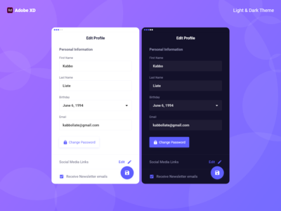 编辑配置文件 - Adobe XD（浅色和深色）(Edit Profile - Adobe XD (Light & Dark))