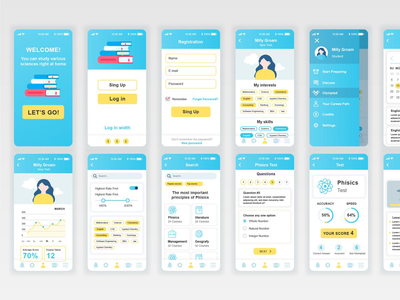 教育移动应用 UX 和 UI 套件(Education Mobile App UX and UI Kit)