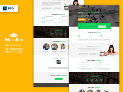 教育登陆页面 PSD Template-03(Educational Landing Page PSD Template-03)