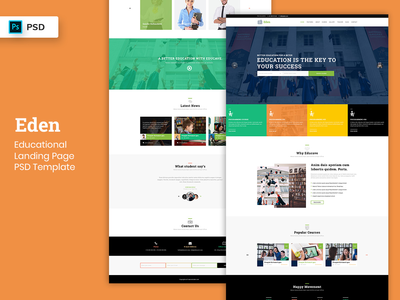 教育登陆页面PSD模板(Educational Landing Page PSD Template)