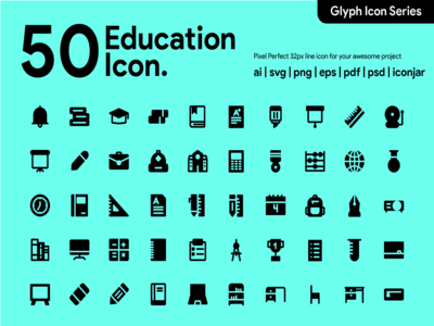 Kawaicon - 50 教育字形图标(Kawaicon - 50 Education Glyph Icon)