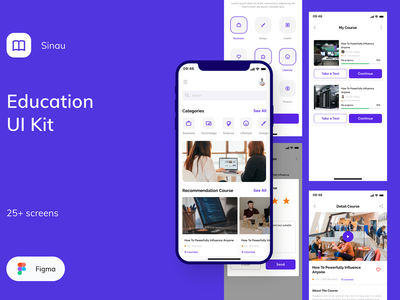 SinauBareng - 教育移动 UI 套件(SinauBareng - Education Mobile UI Kit)