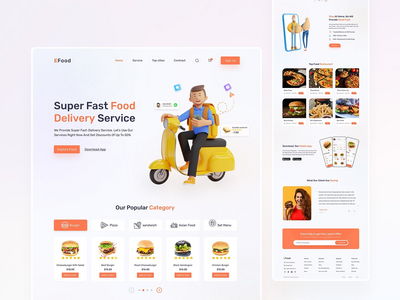 送餐登陆页面网页设计(Food Delivery Landing Page Web Design)