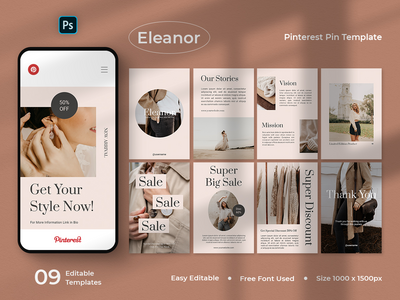 Eleanor - 时尚 Pinterest Pin 模板(Eleanor - Fashion Pinterest Pin Template)