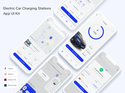 电动汽车充电站应用程序 UI 套件(Electric Car Charging Stations App UI Kit)