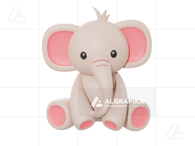 可爱的大象 3d 图(Cute elephant 3d illustration)