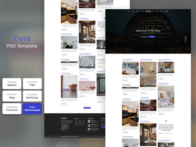 Elysa 博客页面 PSD 网页模板(Elysa Blog Page PSD Web Template)