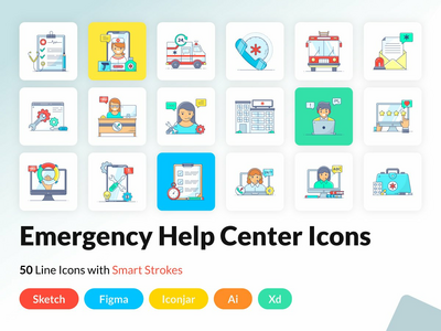紧急帮助中心图标集(Emergency Help Center Icons Set)