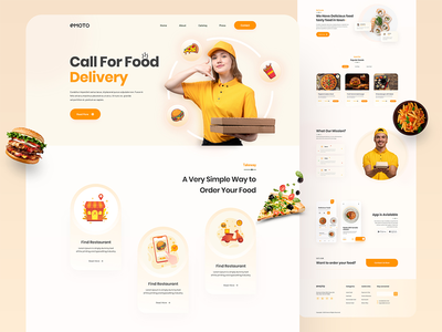 Emoto - 外卖登陆页面设计(Emoto - Food Delivery Landing Page Design)