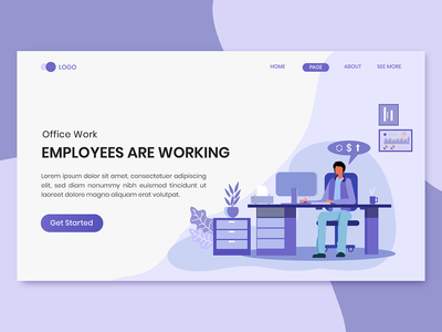 Employee Are Working Office Worker Landing Page(Employee Are Working Office Worker Landing Page)