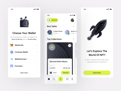 Enefty - NFT 移动应用程序 UI 套件（入职和主页）(Enefty - NFT Mobile Apps UI Kit (Onboarding & Homepage))