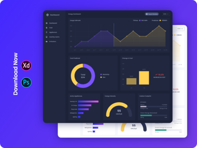 能源仪表板设计 - Adobe XD(Energy Dashboard Design - Adobe XD)