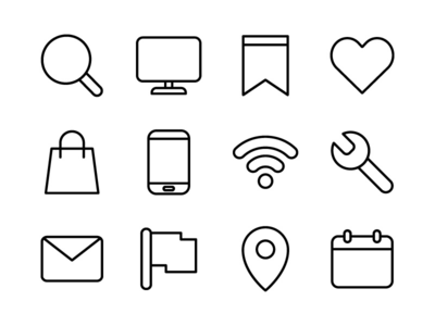 基本图标集大纲 01(Essential Icon Set Outline 01)