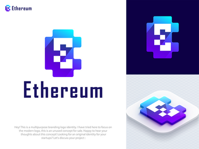 以太坊标志 |加密标志 | E 字母徽标(Ethereum logo | Crypto logo | E Letter Logo)