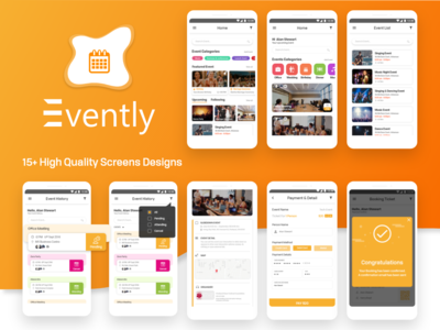 Evently - EventOn 的 Event Calender 移动应用程序 UI 套件 - Adobe XD(Evently - Event Calender Mobile App UI Kit for EventOn - Adobe XD)