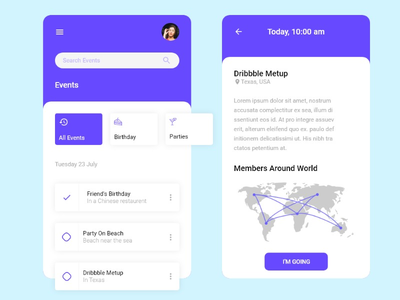活动应用程序界面(Events App UI)