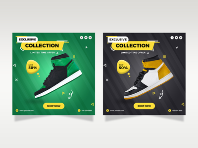 独家收藏鞋社交媒体横幅模板(Exclusive Collection Shoe Social Media Banner Template)