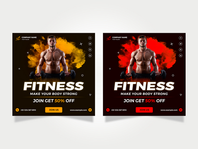 独家体育健身房社交帖子媒体横幅(Exclusive Sports Gym Social Post Media Banner)