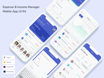 费用和收入管理器移动应用程序 UI 套件(Expense & Income Manager Mobile App UI Kit)