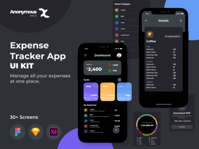 Expense Tracker Dark App UI KIT(Expense Tracker Dark App UI KIT)