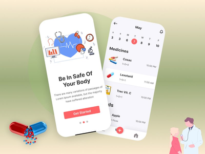 药物提醒 App UI 设计(Medicine Reminder App UI Design)