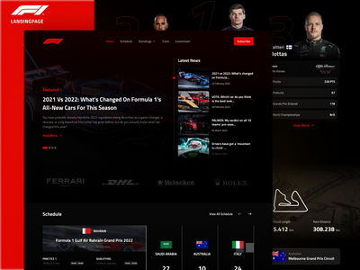 F1 一级方程式登陆页面网站(F1 Formula One Landing Page Website)