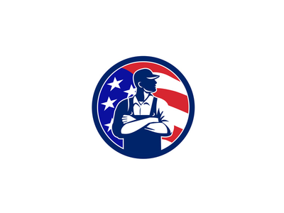 美国有机农民美国国旗圈复古(American Organic Farmer USA Flag Circle Retro)