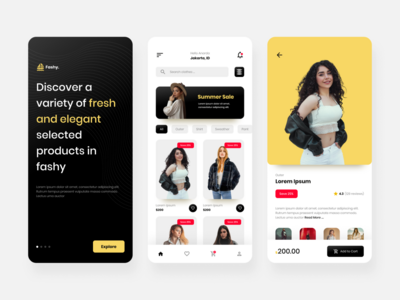 时尚 - 时尚市场电子商务应用程序 UI 套件模板(Fashy - Fashion Marketplace E-Commerce App UI Kits Template)