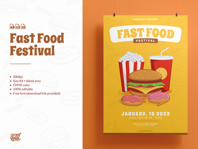 快餐节促销传单模板(Fast Food Festival Promotion Flyer Template)