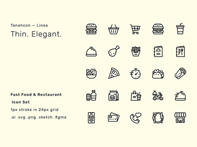快餐 & 餐厅图标集-Linea(Fast Food & Restaurant Icon Set - Linea)
