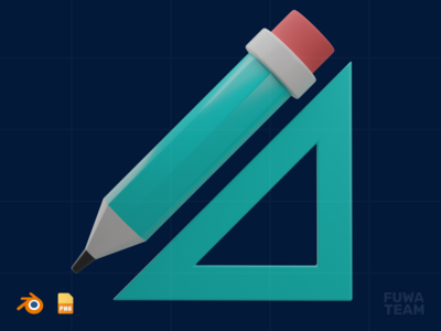 设计工具 - 3D 平面设计插图（正面）(Design Tool - 3D Graphic Design Illustration (front))