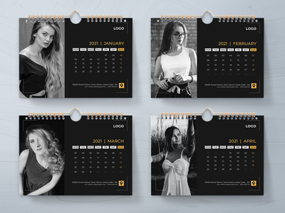 2021 年台历设计模板(2021 Desk Calendar Design Template)