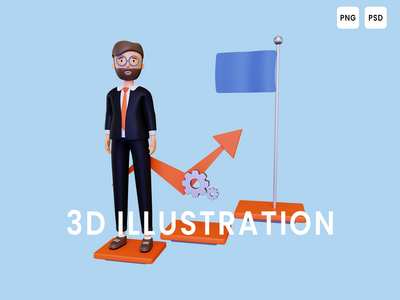 成功商人 3d 图(Success Businessman 3D Illustration)