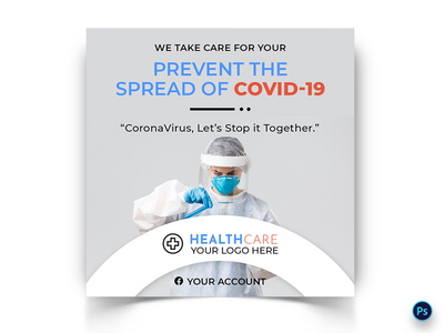 电晕病毒意识社交媒体帖子模板(Corona Virus Awareness Social Media Post Template)