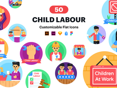 童工矢量图标(Child labor Vector Icons)