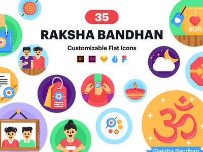 35 Raksha Bandhan 矢量图标(35 Raksha Bandhan Vector Icons)