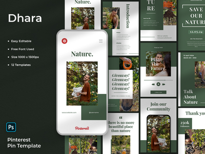 Dhara - Nature Pinterest Pin 模板(Dhara - Nature Pinterest Pin Template)